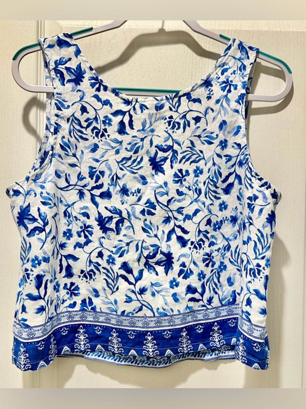 NWT Joie 100% Linen Midi Skirt & Cropped Tank Top Set in Blue/White Bora Print - Picture 10 of 12